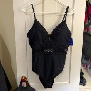 Black one piece bathing suit